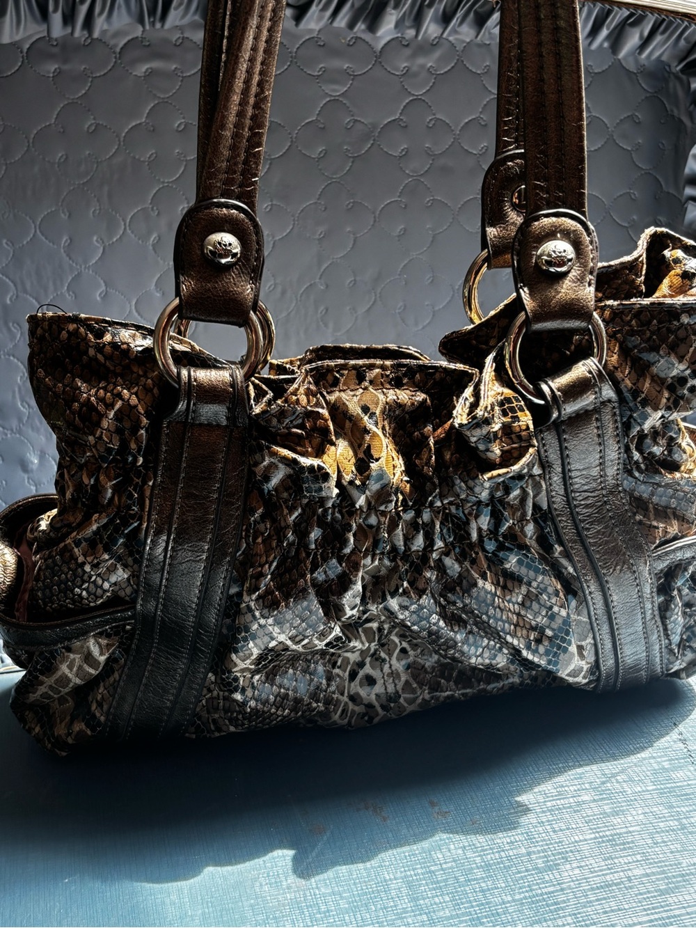 Kathy Van Zeeland Hobo Bag Bohemian Faux Leather Silver Crown Purse - Picture 11 of 14